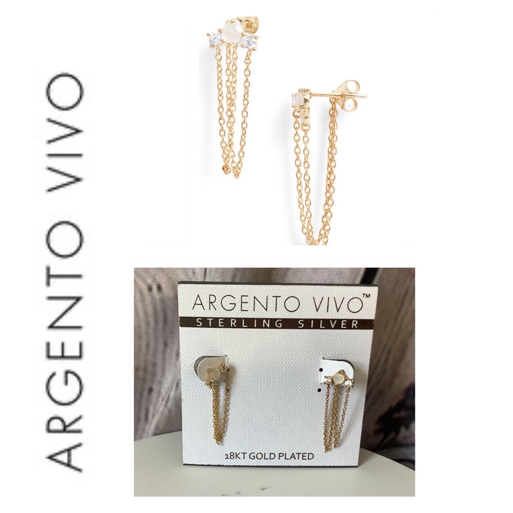 Argento Vivo 18K Gold Plated Jacket Diamond Earrings